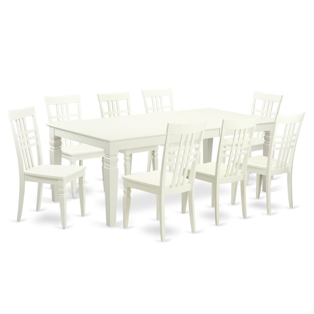 9  PcTable  set  with  a  Dining  Table  and  8  Dining  Chairs  in  Linen  White. Picture 1