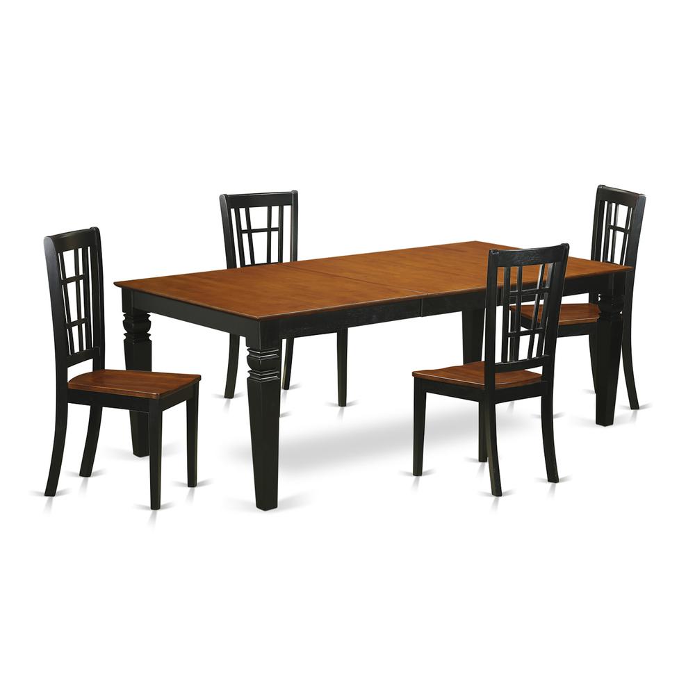 5  PC  Kitchen  Table  set  with  a  Dining  Table  and  4  Kitchen  Chairs  in  Black  and  Cherry. Picture 1