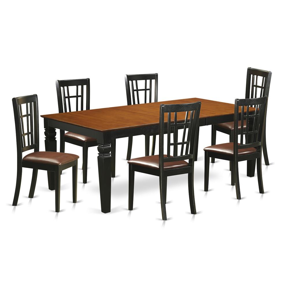 7  PC  Dining  room  set  with  a  Table  and  6  Kitchen  Chairs  in  Black  and  Cherry. Picture 1