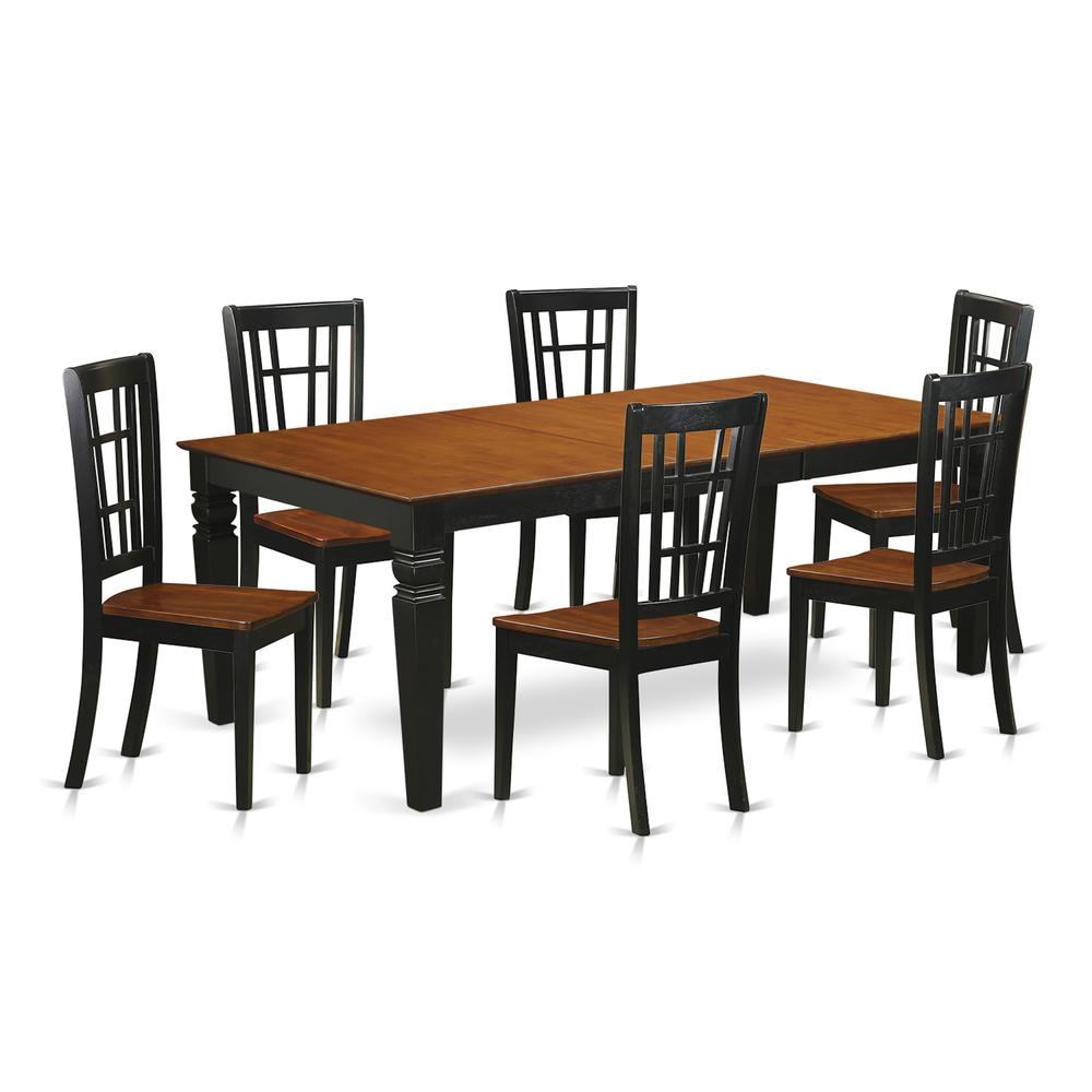 7  PcTable  set  with  a  Dining  Table  and  6  Dining  Chairs  in  Black  and  Cherry. Picture 1
