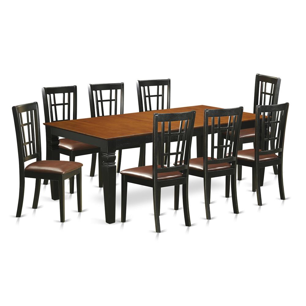 9  PC  Kitchen  Table  set  with  a  Dining  Table  and  8  Dining  Chairs  in  Black  and  Cherry. Picture 1