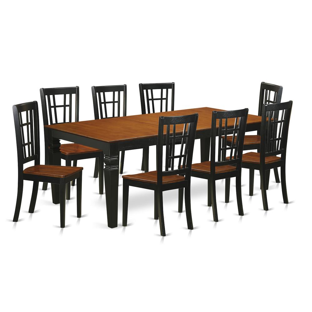 9  Pc  Dinette  set  with  a  Dining  Table  and  8  Dining  Chairs  in  Black  and  Cherry. Picture 1