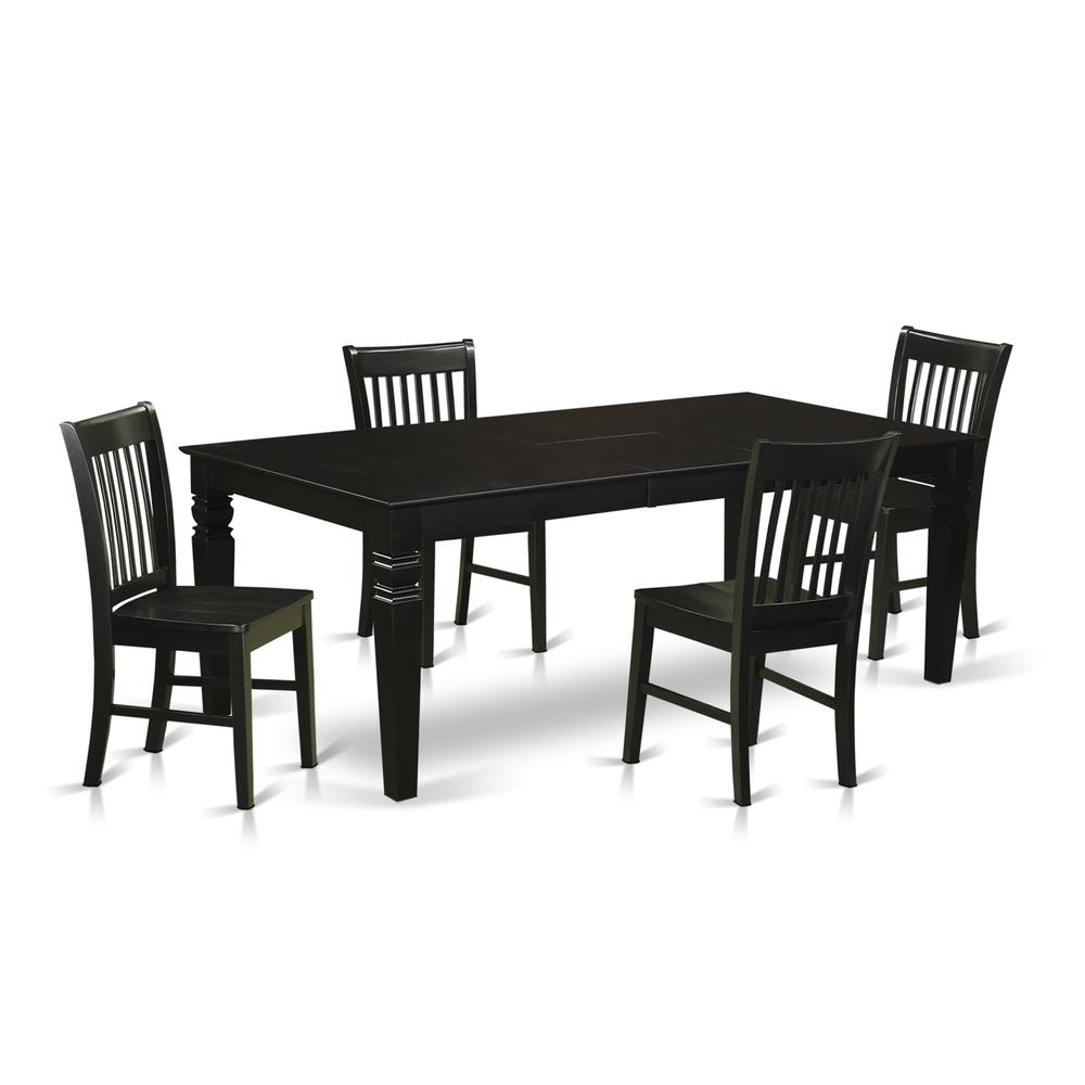 5  Pc  Dinette  set  with  a  Dinning  Table  and  4  Wood  Dining  Chairs  in  Black. Picture 1