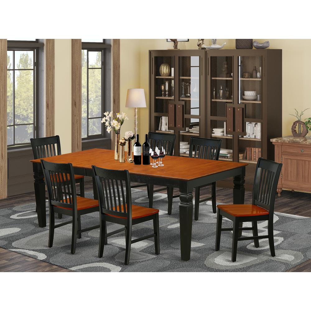 Dining Room Set Black & Cherry, LGNO7-BCH-W. Picture 2