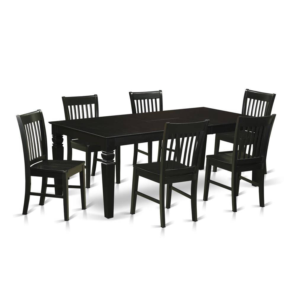 7  Pc  Dining  Room  set  with  a  Dinning  Table  and  6  Wood  Dining  Chairs  in  Black. Picture 1