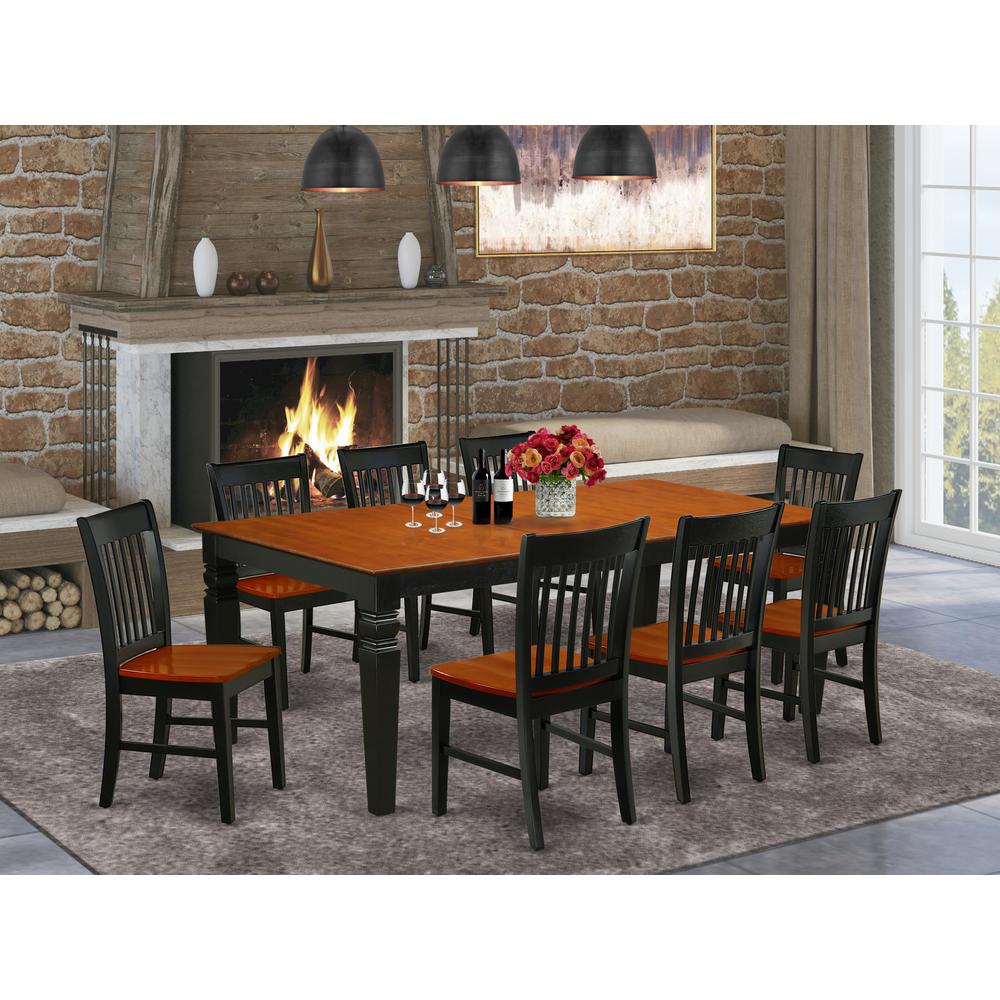 Dining Room Set Black & Cherry, LGNO9-BCH-W. Picture 2