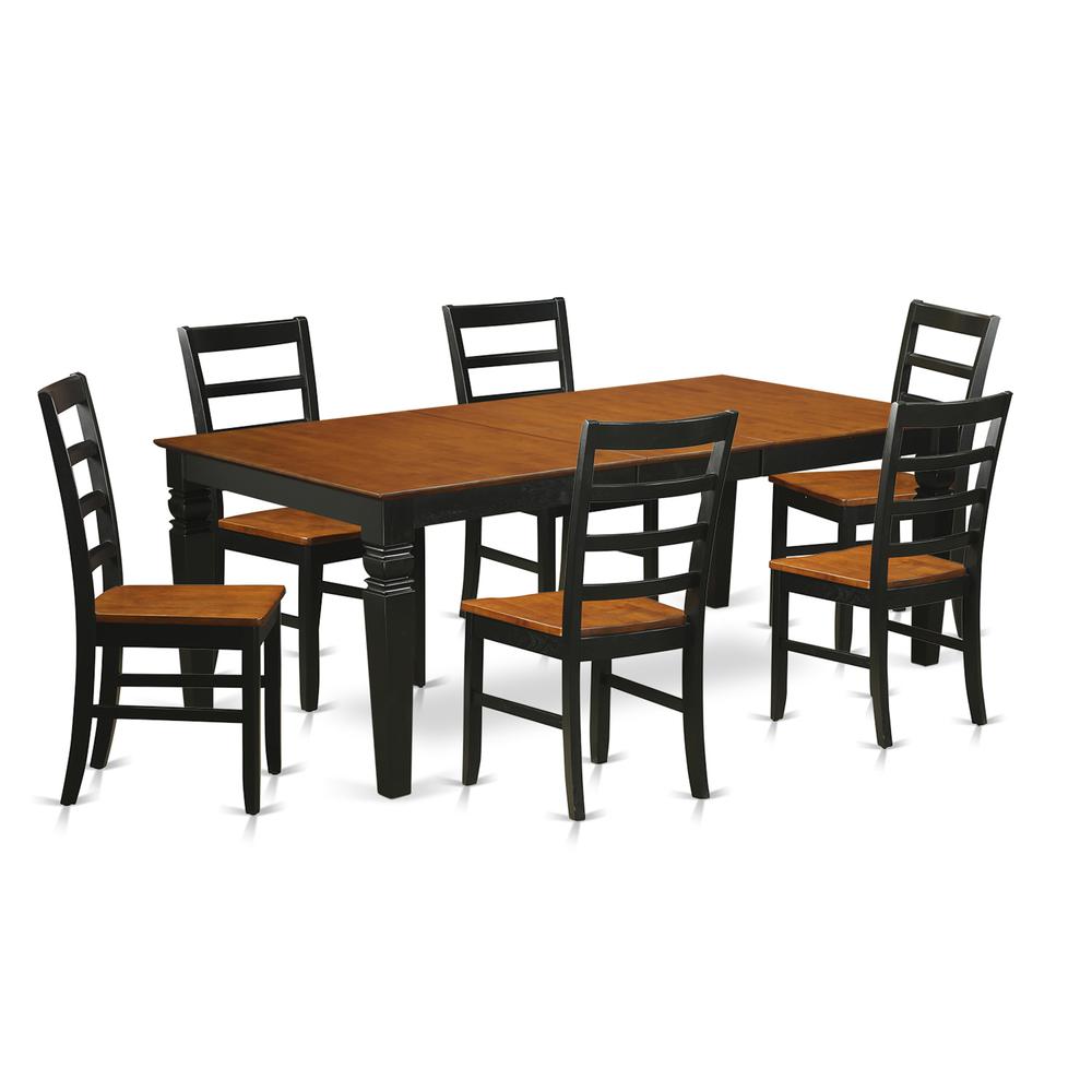 7  PC  dinette  set  with  a  Dining  Table  and  6  Kitchen  Chairs  in  Black  and  Cherry. Picture 1