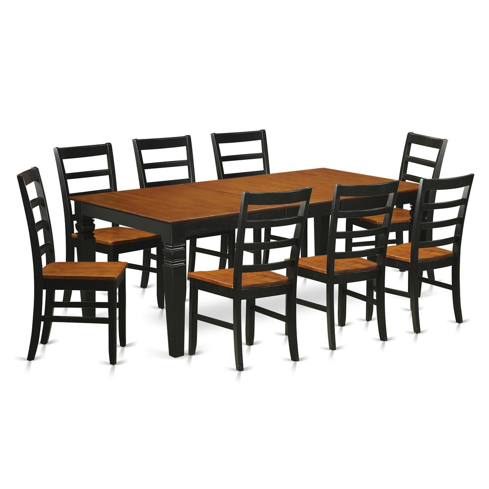 9  PcTable  and  chair  set  with  a  Dining  Table  and  8  Dining  Chairs  in  Black  and  Cherry. Picture 1