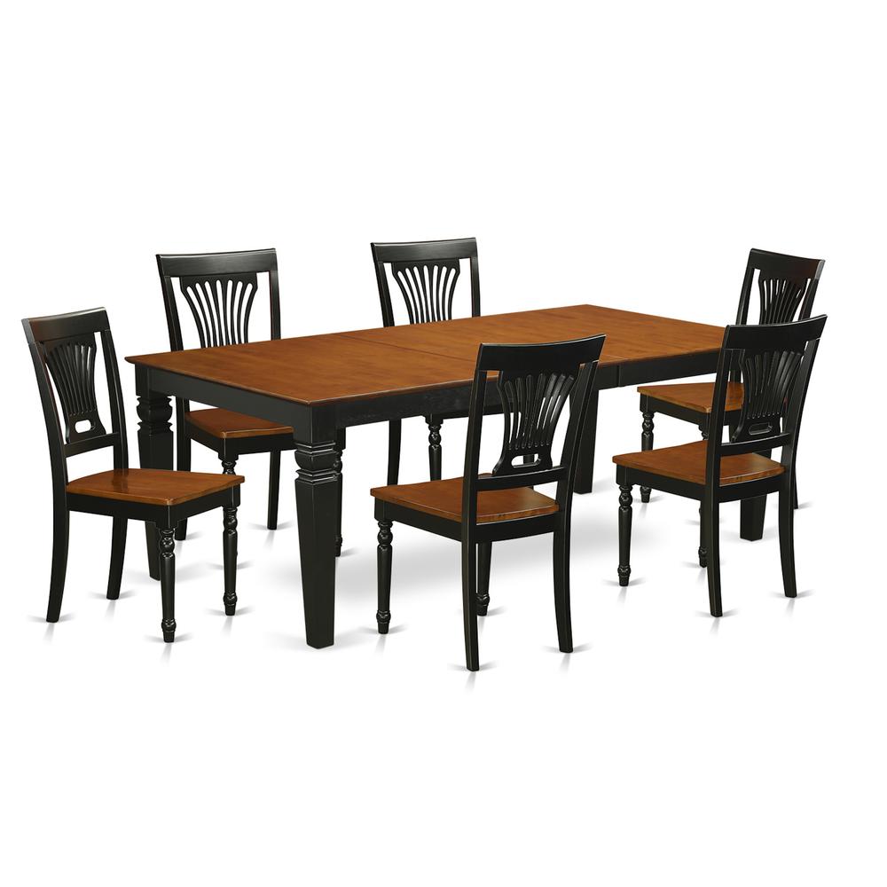 7  PC  Kitchen  Table  set  with  a  Dining  Table  and  6  Kitchen  Chairs  in  Black  and  Cherry. Picture 1