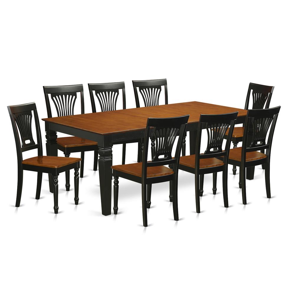 9  PC  Table  and  chair  set  with  a  Table  and  8  Dining  Chairs  in  Black  and  Cherry. Picture 1