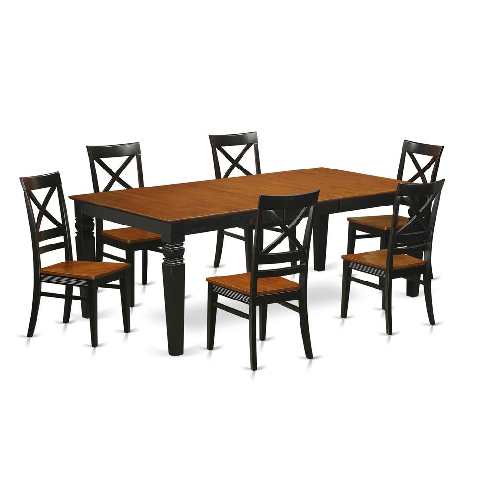 7  PcKitchen  Table  set  with  a  Dining  Table  and  6  Dining  Chairs  in  Black  and  Cherry. Picture 1
