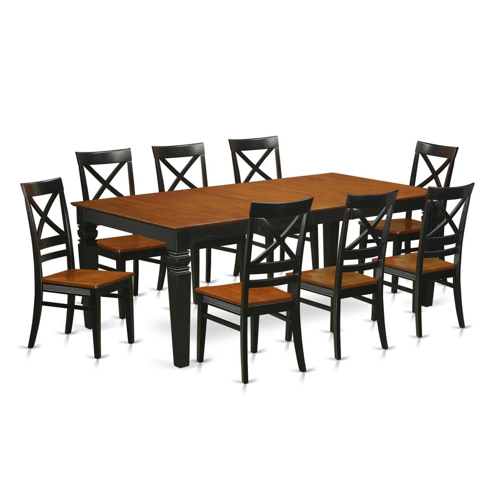 9  PcKitchen  Table  set  with  a  Dining  Table  and  8  Kitchen  Chairs  in  Black  and  Cherry. Picture 1