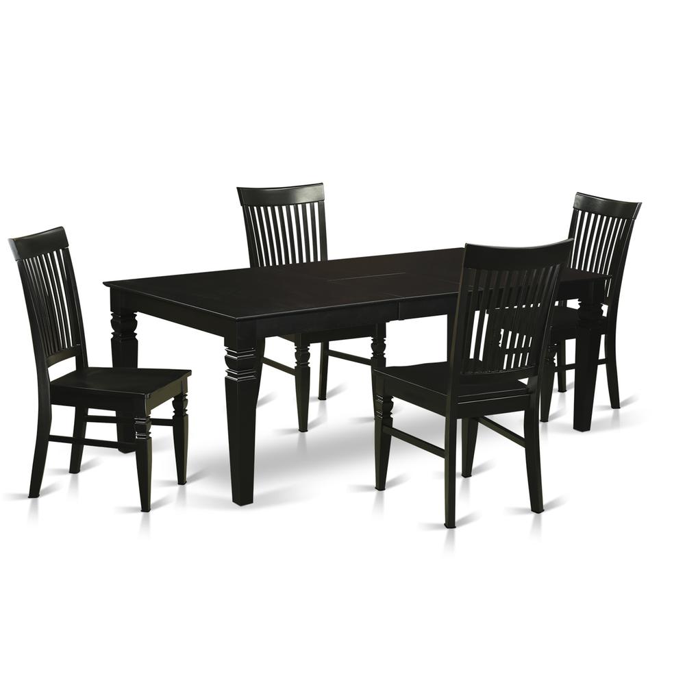 5  Pc  Dinette  set  with  a  Kitchen  Table  and  4  Wood  Dining  Chairs  in  Black. Picture 1