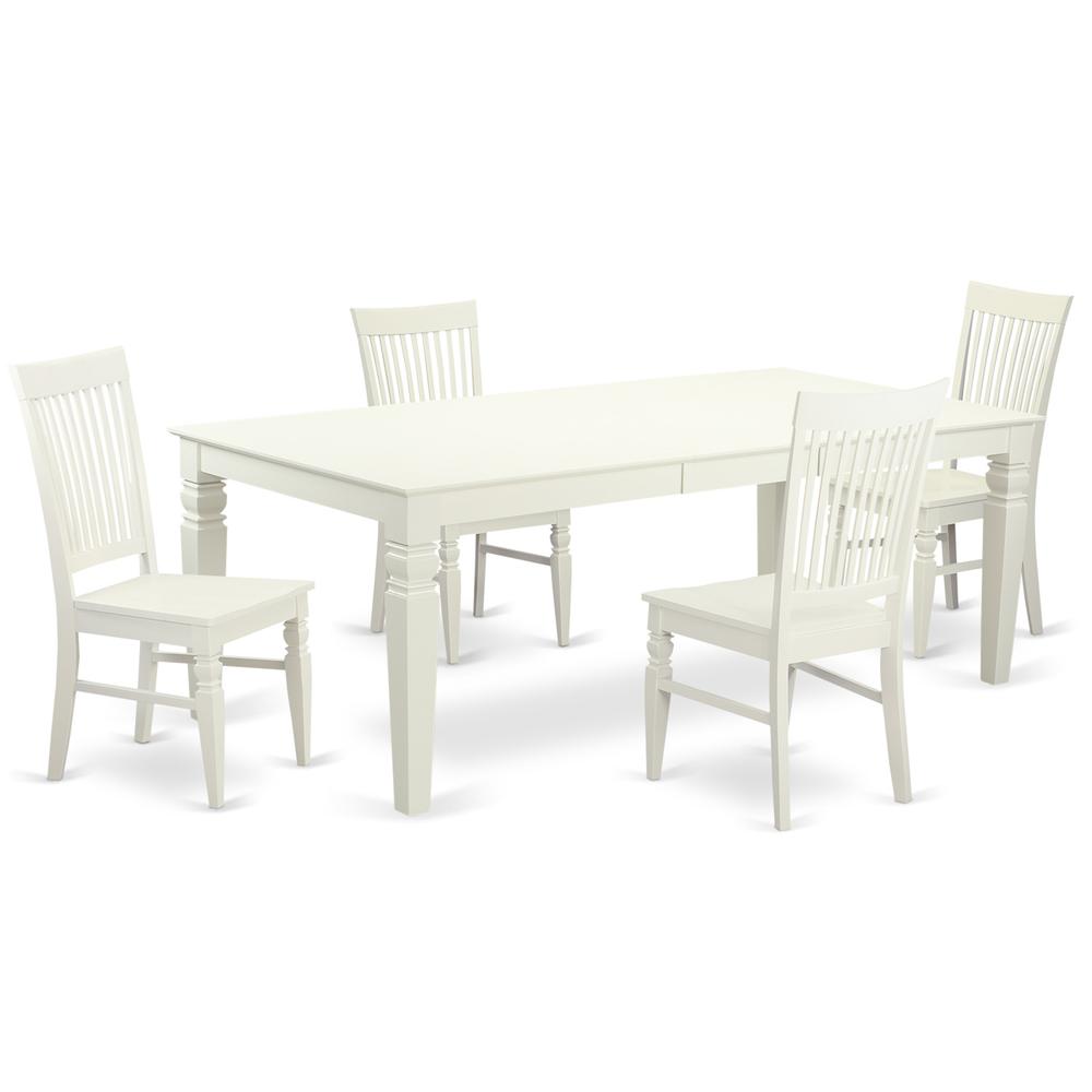 5  PC  Dining  room  set  with  a  Dining  Table  and  4  Dining  Chairs  in  Linen  White. Picture 1
