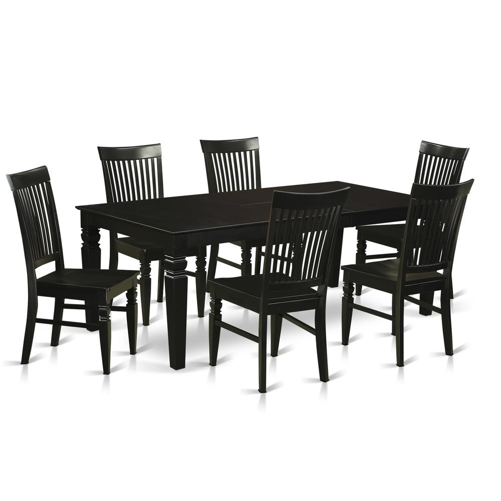7  Pc  Kitchen  table  set  with  a  Dinning  Table  and  6  Wood  Kitchen  Chairs  in  Black. Picture 1