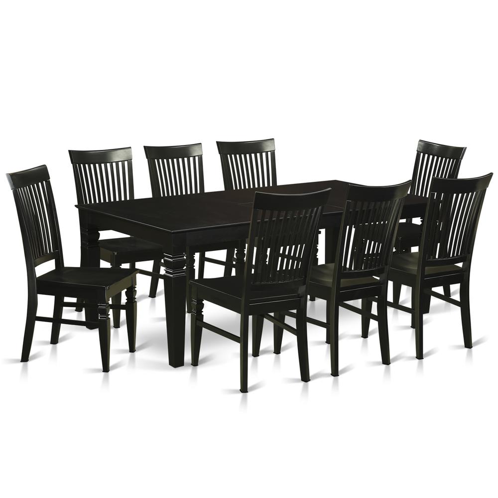 9  Pc  Dining  set  with  a  Dinning  Table  and  8  Wood  Kitchen  Chairs  in  Black. Picture 1