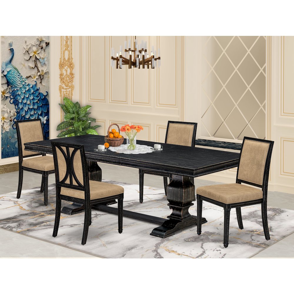 5 piece Dining Table Set includes a Dining Table and 4 Dark Grey Kitchen Chairs. Picture 5
