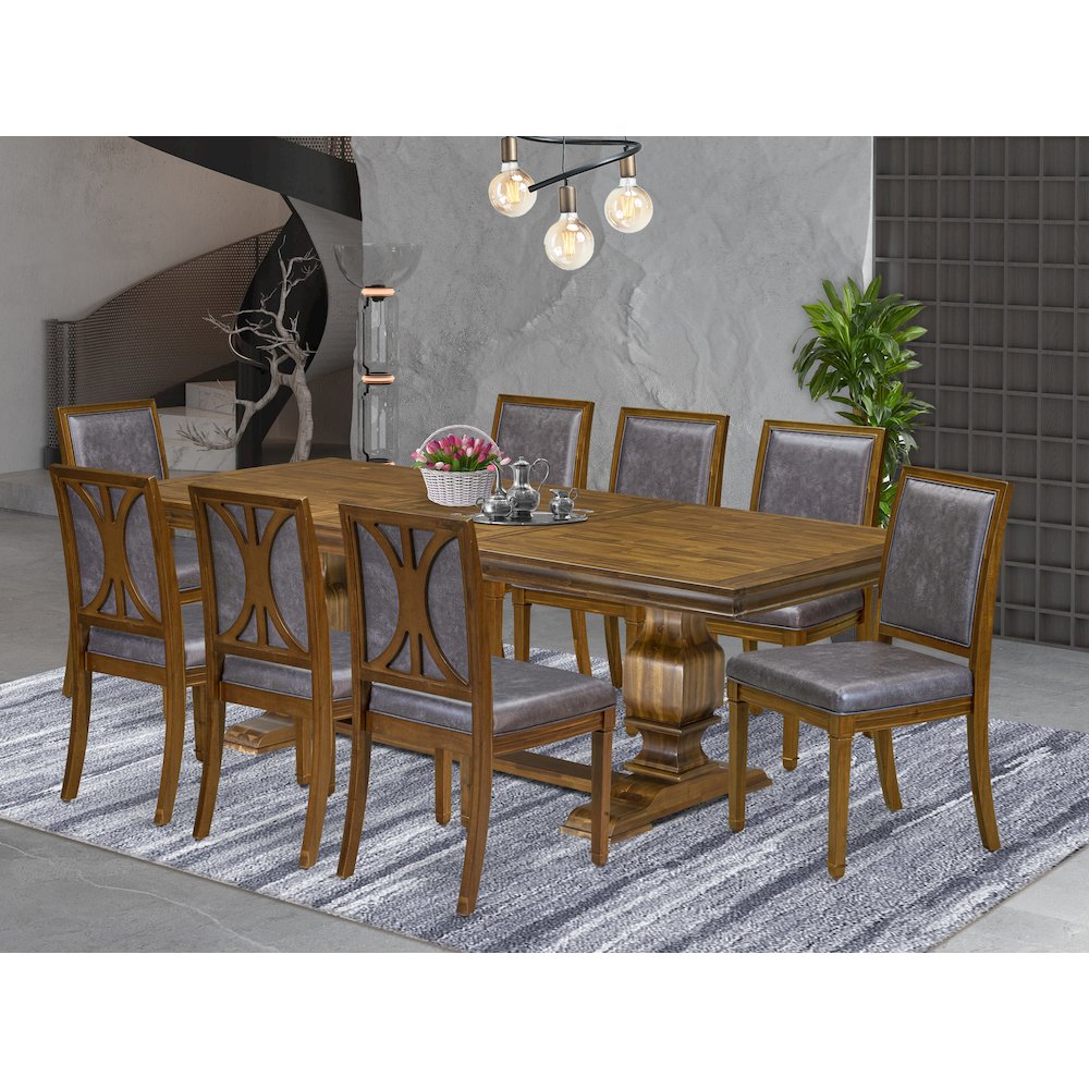 9 piece Kitchen Table Set includes a Dining Table and 8 Dining room Chairs. Picture 5