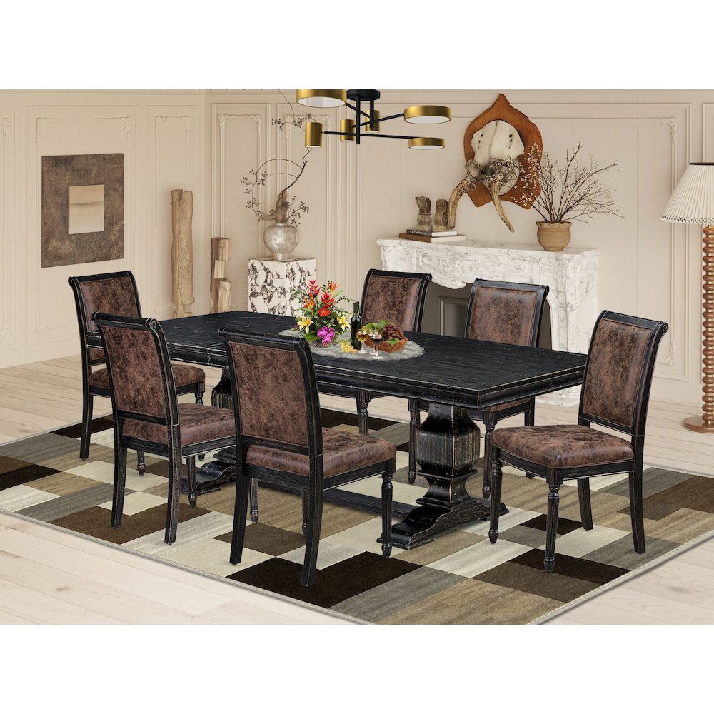 7 piece Kitchen Table Set consists of a Dining Table and 6 Dining Chairs. Picture 5