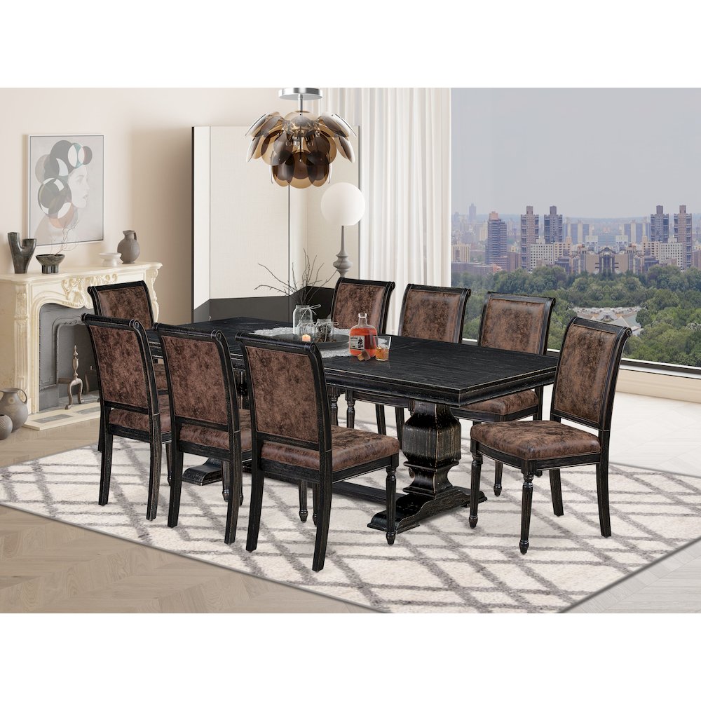 9 piece Modern Dining Table Set includes a Kitchen Table and 8 Dinner Chairs. Picture 5