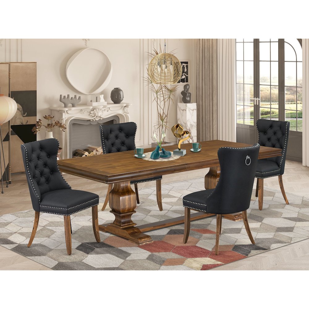 5 piece Dining Table Set a Modern Dining Table and 4 Dark Grey Kitchen Chairs. Picture 5