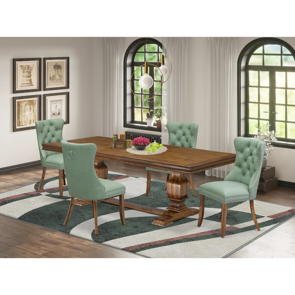 5 piece Modern Dining Table Set consists of a Dining Table and 4 Kitchen Chairs. Picture 5