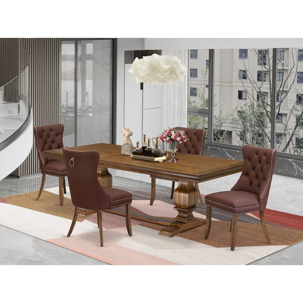 5 piece Dining Table Set a Modern Dining Table and 4 Faux Leather Kitchen Chairs. Picture 5