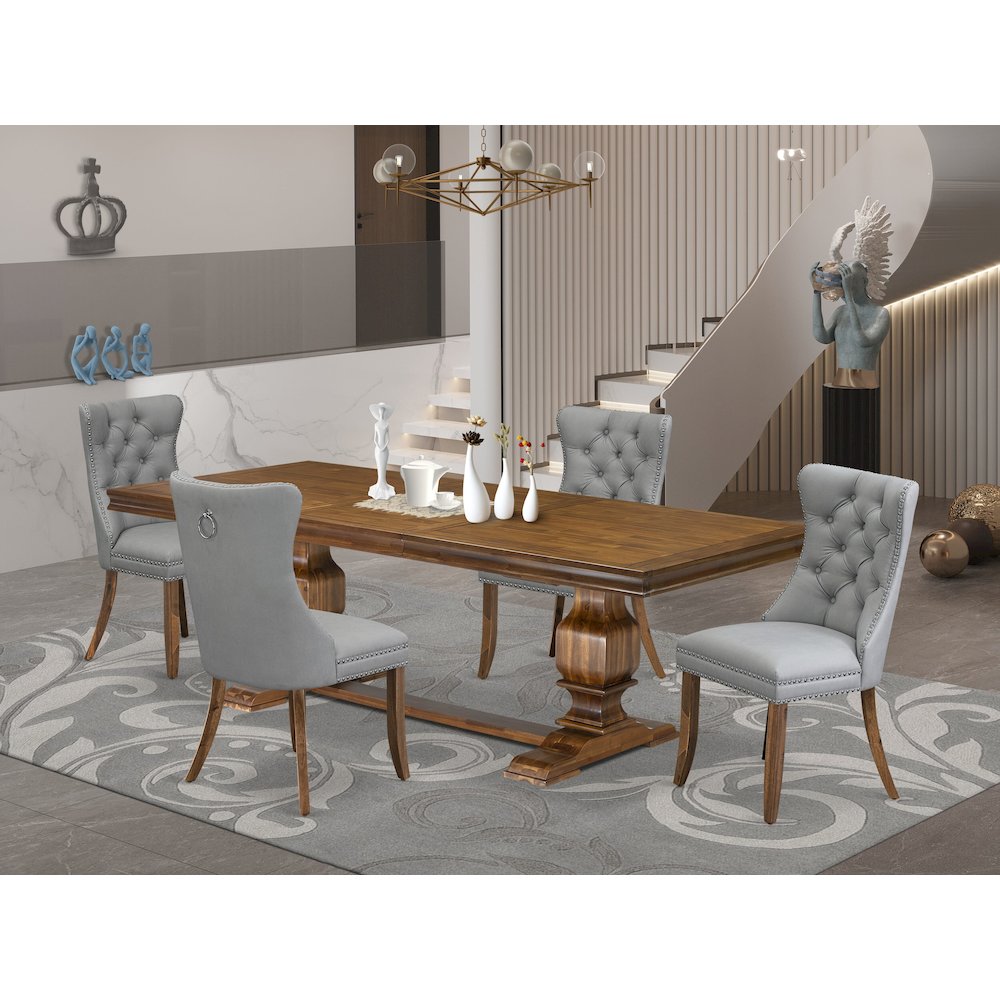 5 Pieces Modern Dining Set a Rectangle Kitchen Table and 4 Dining Chairs. Picture 5