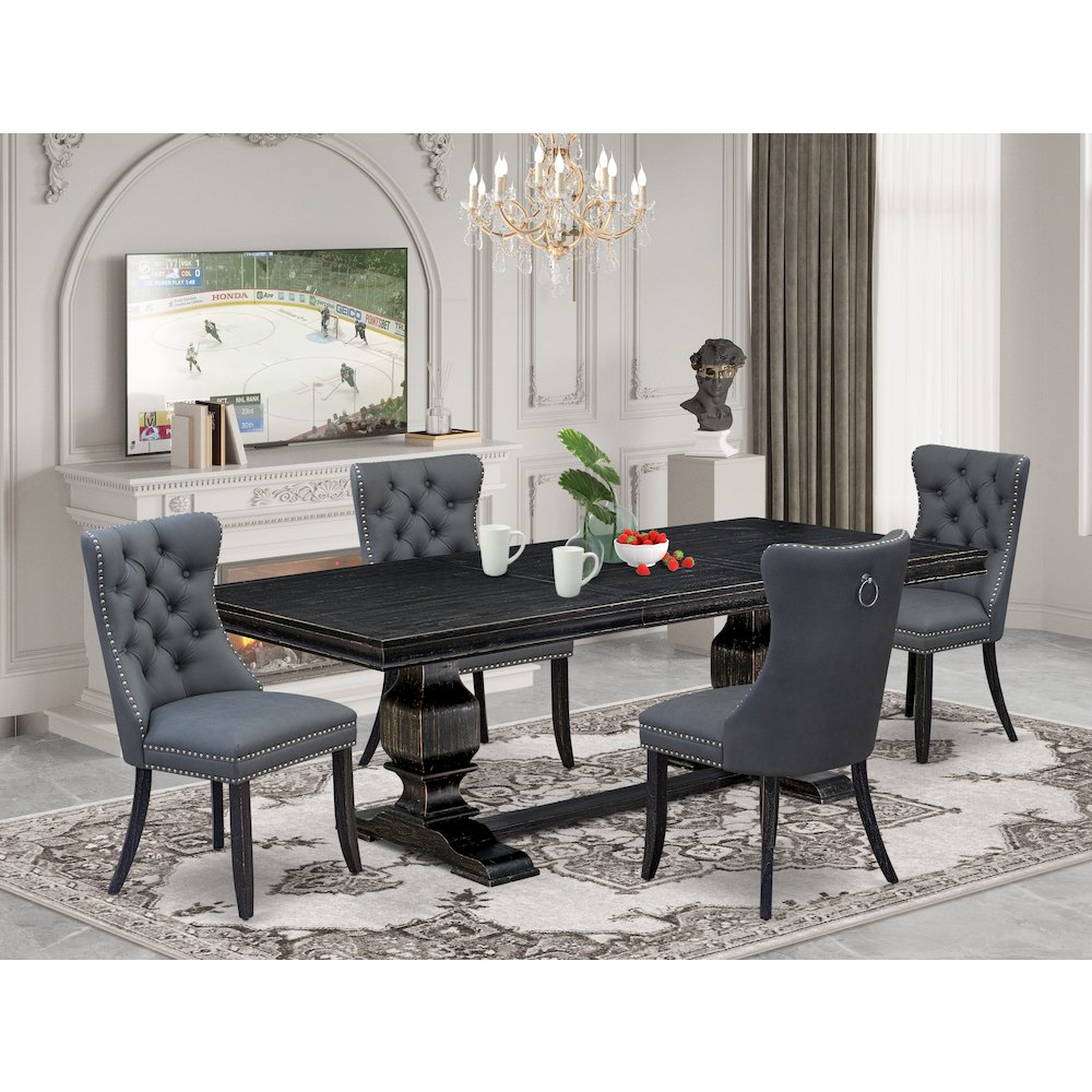 5 Pieces Modern Dining Set a Rectangle Kitchen Table and 4 Dining Chairs. Picture 5
