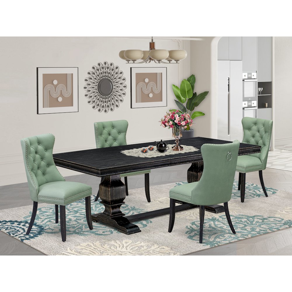 5 Pieces Modern Dining Set a Rectangle Kitchen Table and 4 Dining Chairs. Picture 5