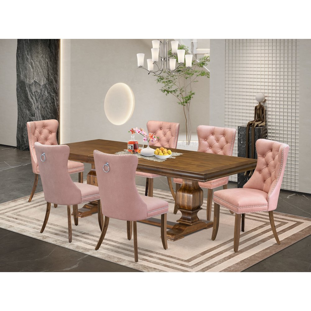 7 piece Dining Table Set of a Kitchen Table and 6 Modern Dining Chairs. Picture 5