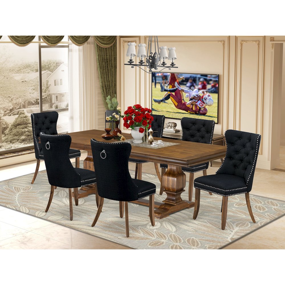 7 Pieces Dining Set Contains a Rectangle Kitchen Table and 6 Modern Chairs. Picture 5