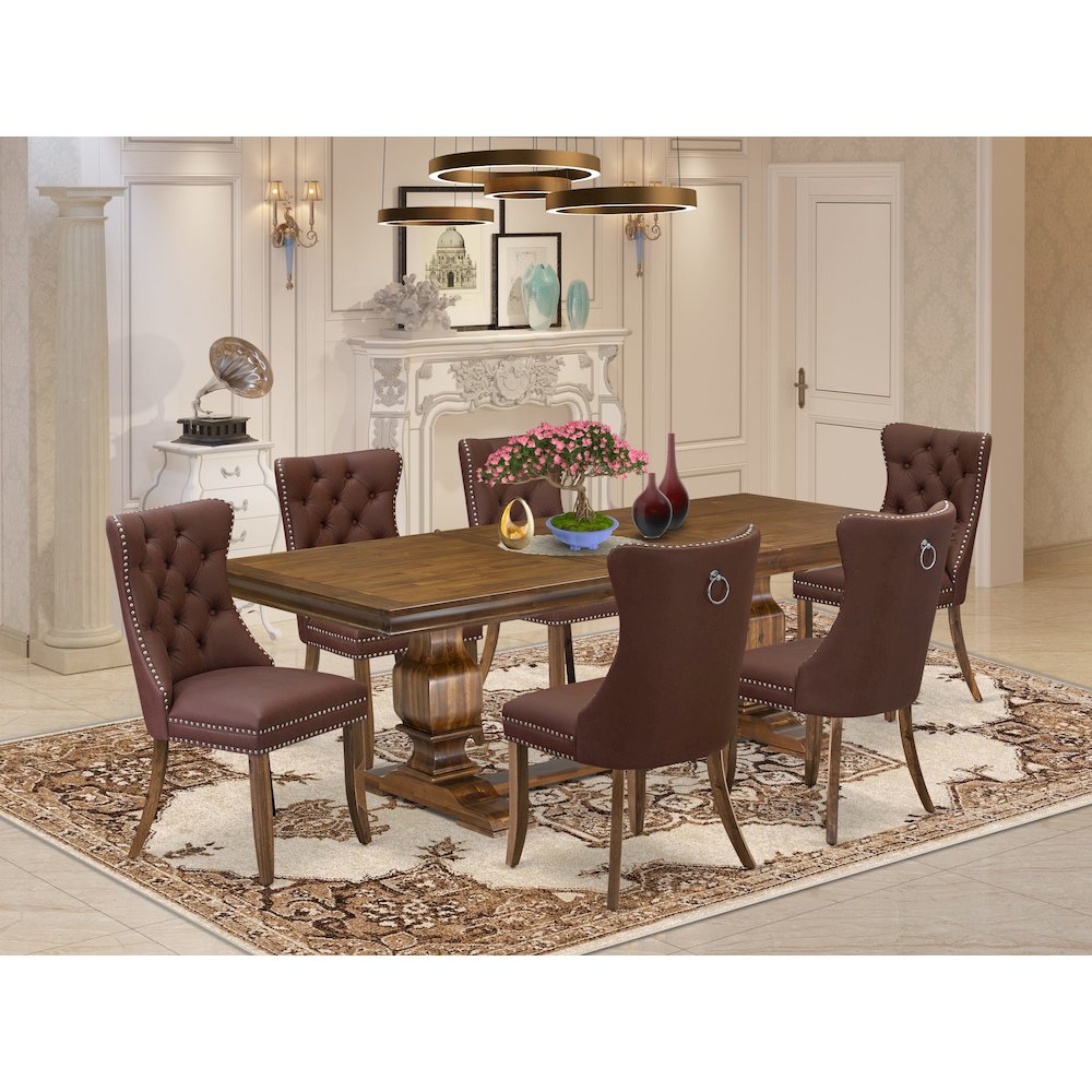 7 piece Modern Dining Table Set of a Kitchen Table and 6 Dinner Chairs. Picture 5