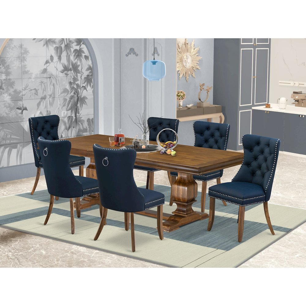 7 Pieces Dining Set Contains a Rectangle Kitchen Table and 6 Modern Chairs. Picture 5