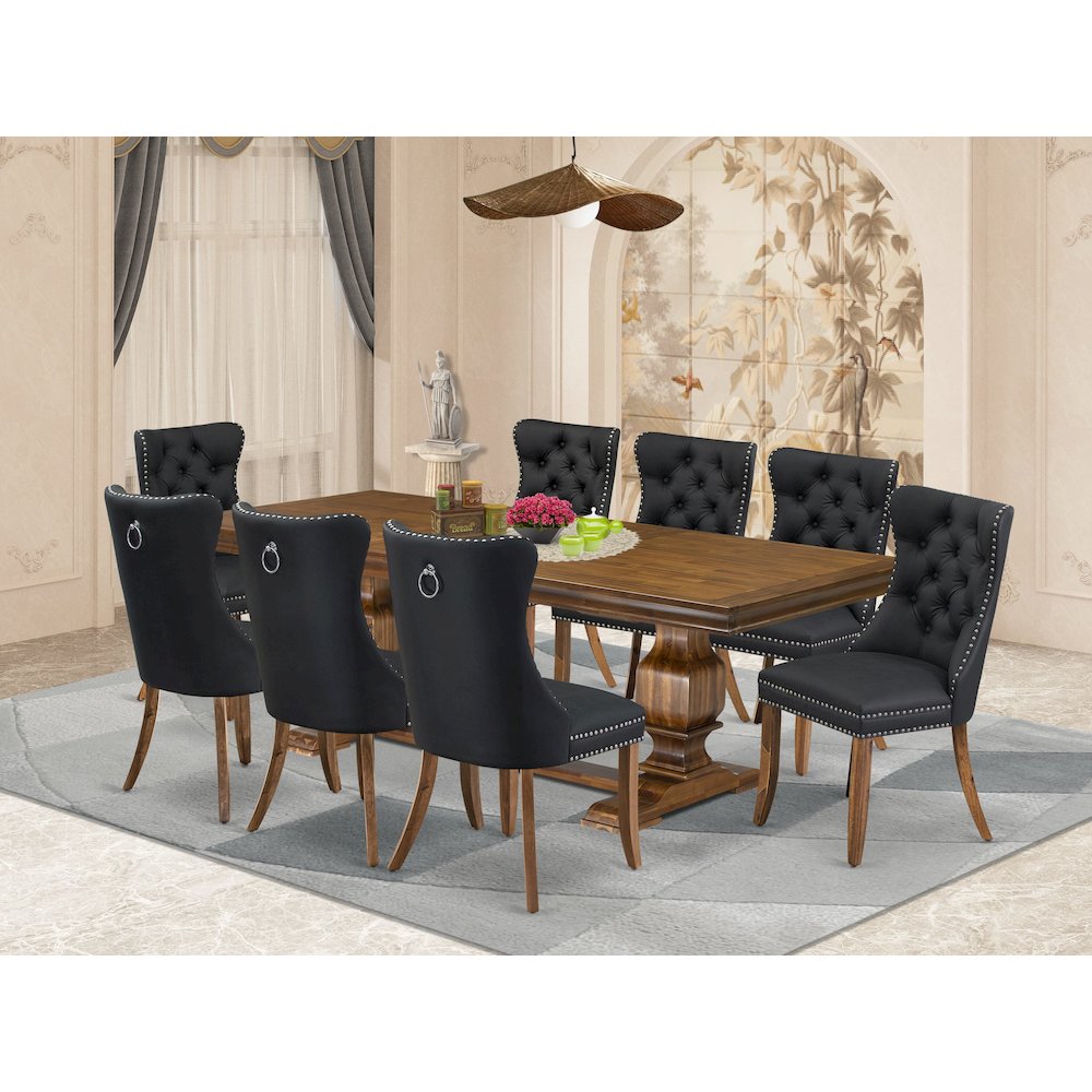 9 piece Dining Table Set a Kitchen Table and 8 Dark Grey Dining room Chairs. Picture 5