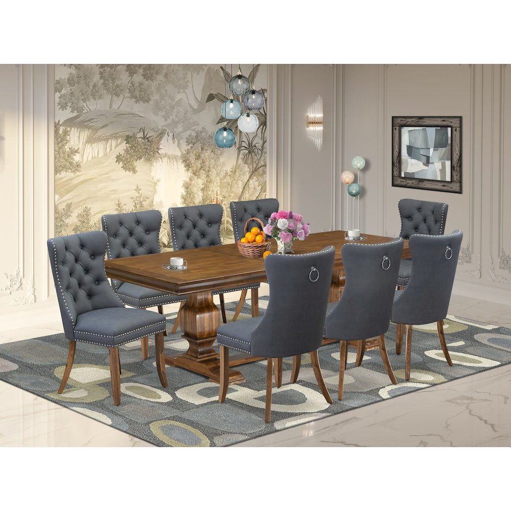 9 piece Modern Dining Table Set includes a Kitchen Table and 8 Dinner Chairs. Picture 5