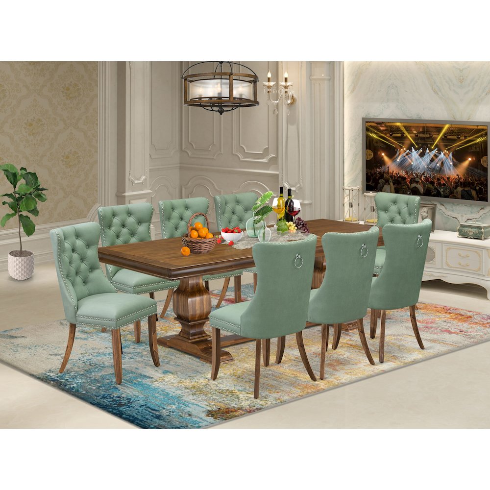 9 piece Dining Room Set includes a Kitchen Table and 8 Modern Dining Chairs. Picture 5
