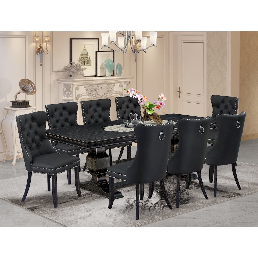 9 Pieces Dining Table Set a Rectangle Table and 8 Dining Chairs. Picture 5