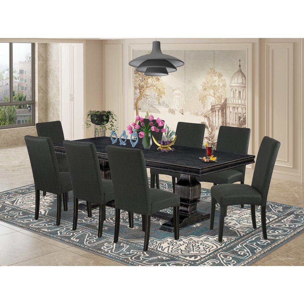 9 piece modern kitchen table set of a breakfast table and 8 dining chairs. Picture 5