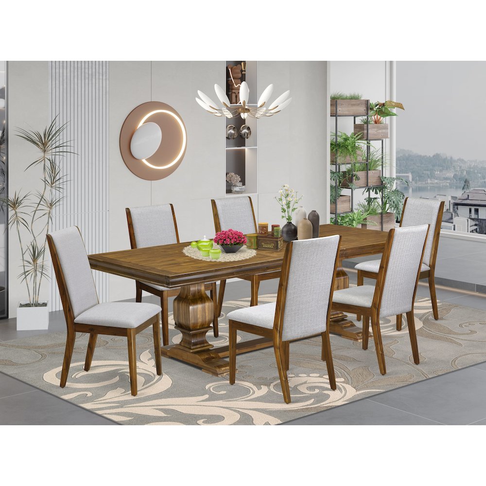 7 Pieces Dining Room set a Rectangular Kitchen Table and 6 Dining Room Chairs. Picture 5