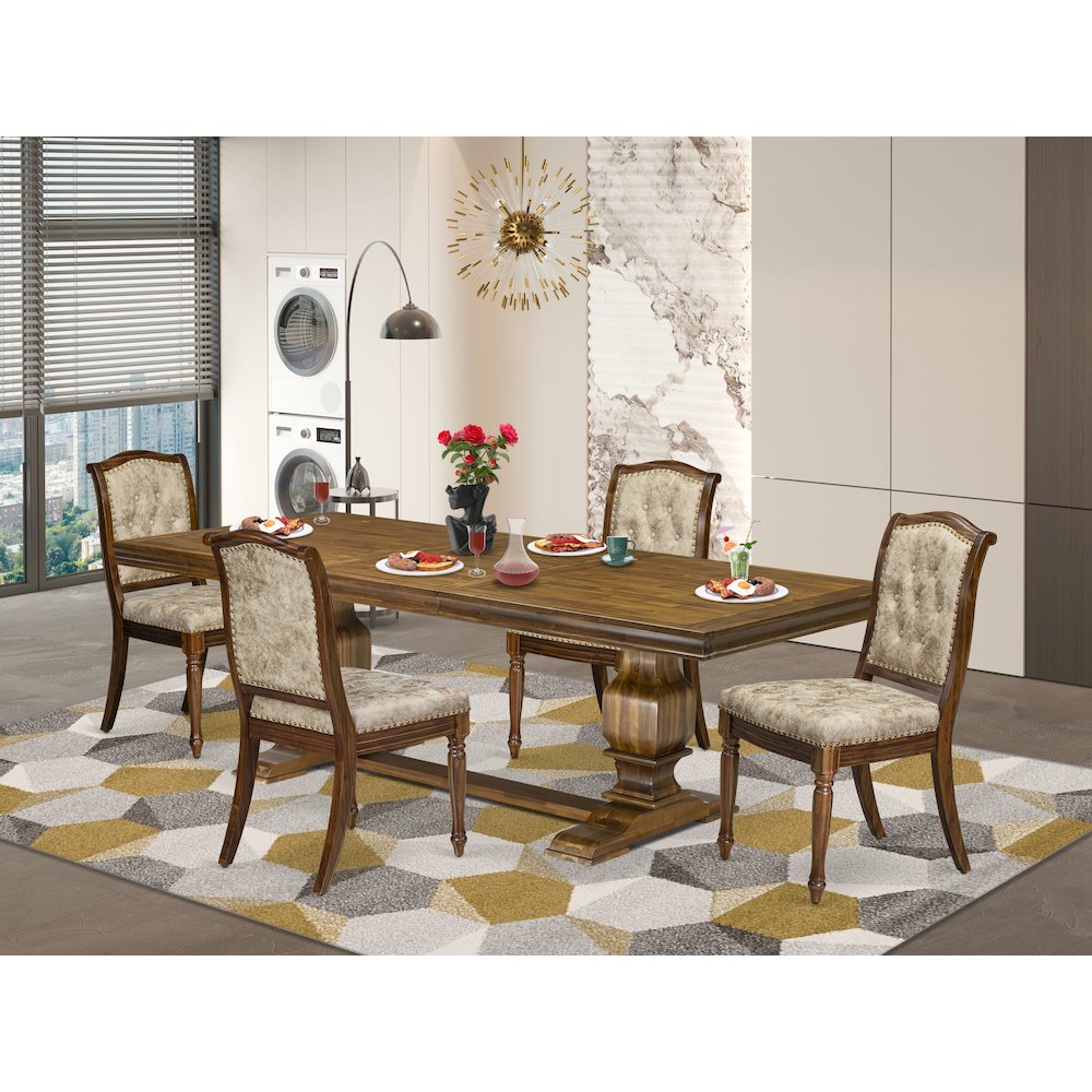 5 Pieces Modern Dining set a Rectangular Kitchen Table and 4 Dining Chairs. Picture 5