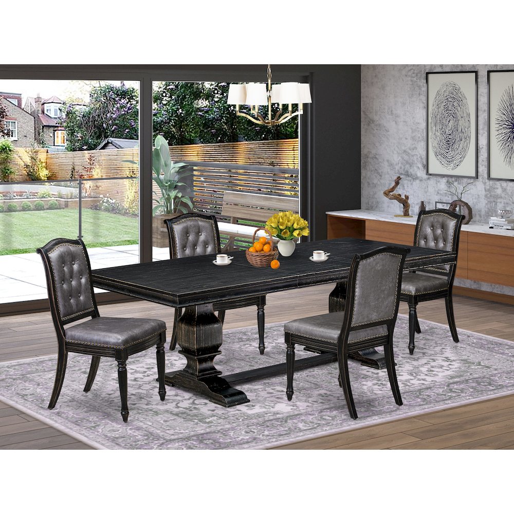 5 piece Kitchen Table Set consists of a Dinning Table and 4 Modern Chairs. Picture 5
