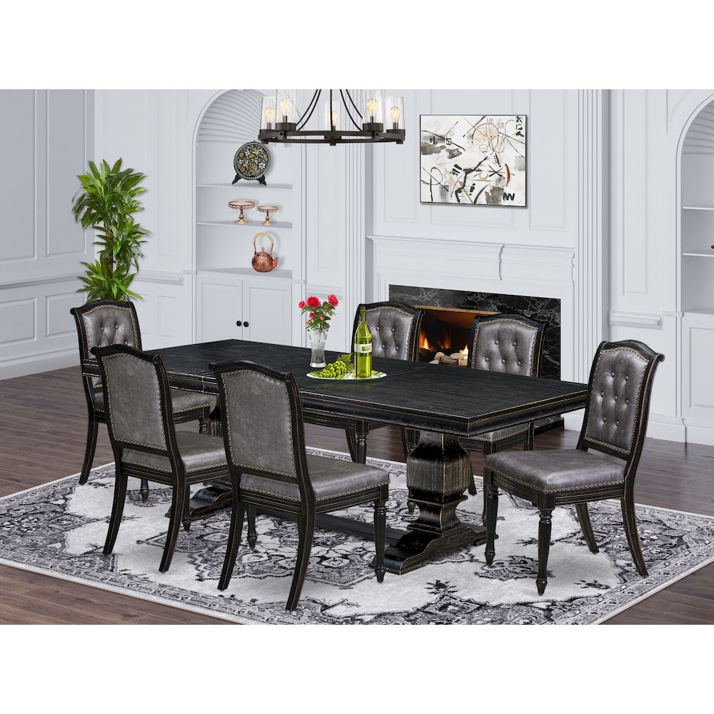 7 piece Dining Room Set of a Dinner Table and 6 Modern Dining Chairs. Picture 5