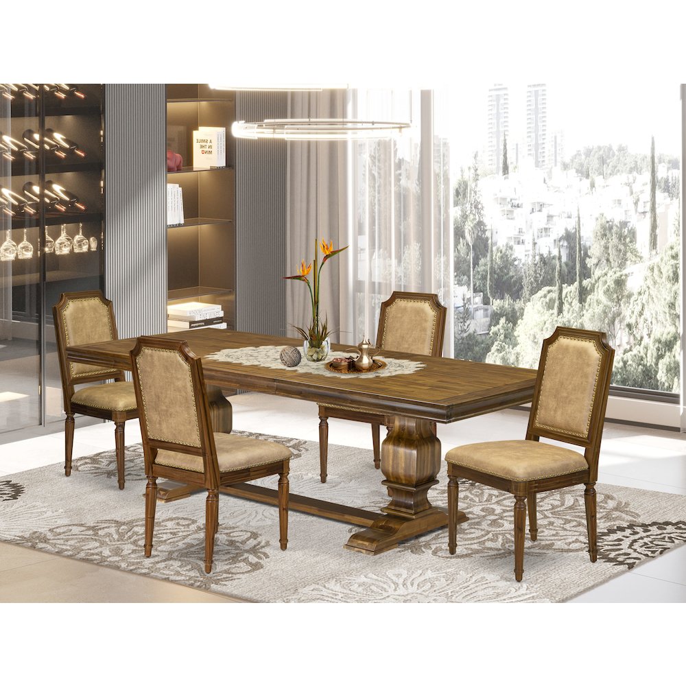 5 piece Kitchen Table Set of a Dining Table and 4 Dark Grey Dinner Chairs. Picture 5