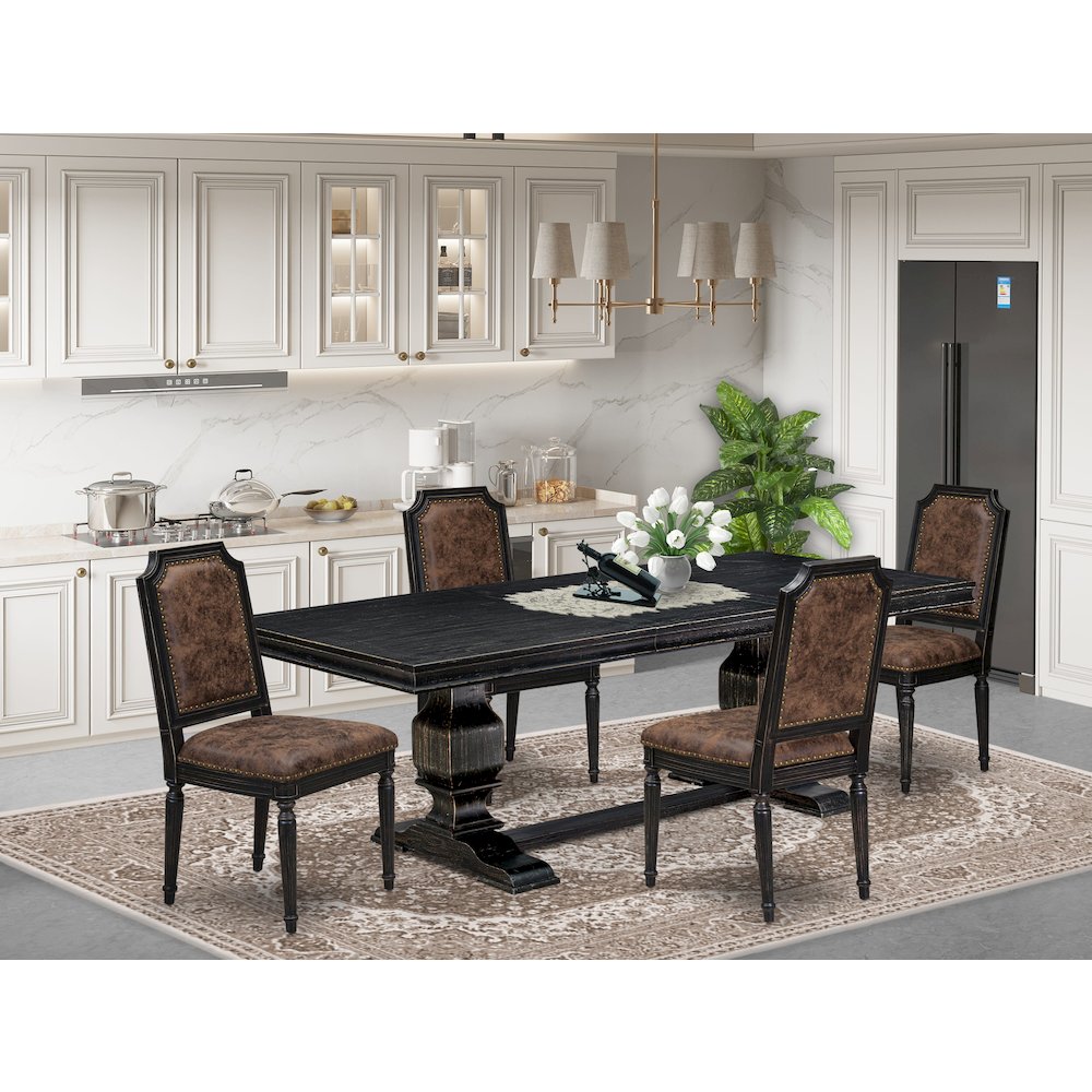 5 piece Dining Room Set consists of a Kitchen Table and 4 Dinner Chairs. Picture 5