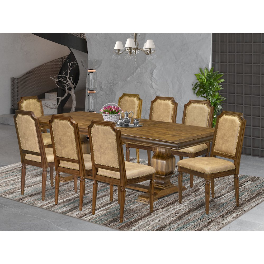 9 piece Dining Room Set of a Dining Table and 8 Dark Grey Kitchen Chairs. Picture 5