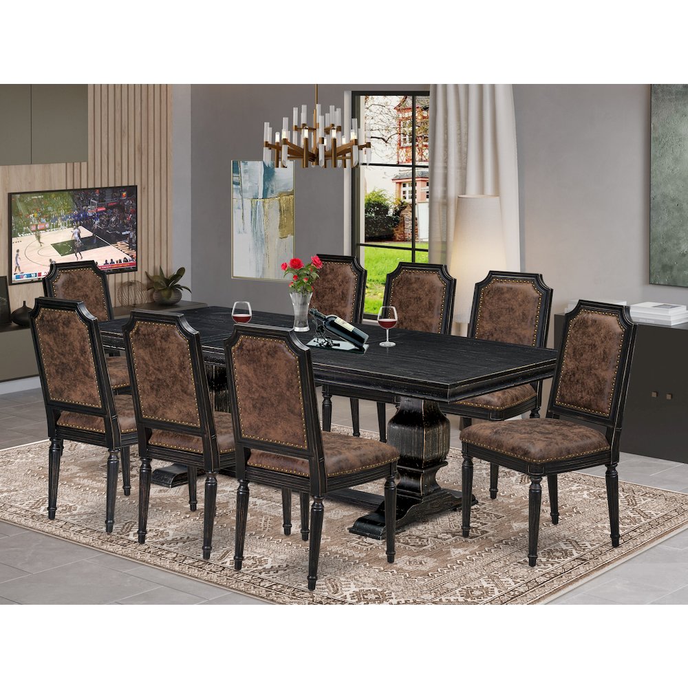 9 piece Dining Table Set consists of a Kitchen Table and 8 Dining Chairs. Picture 5