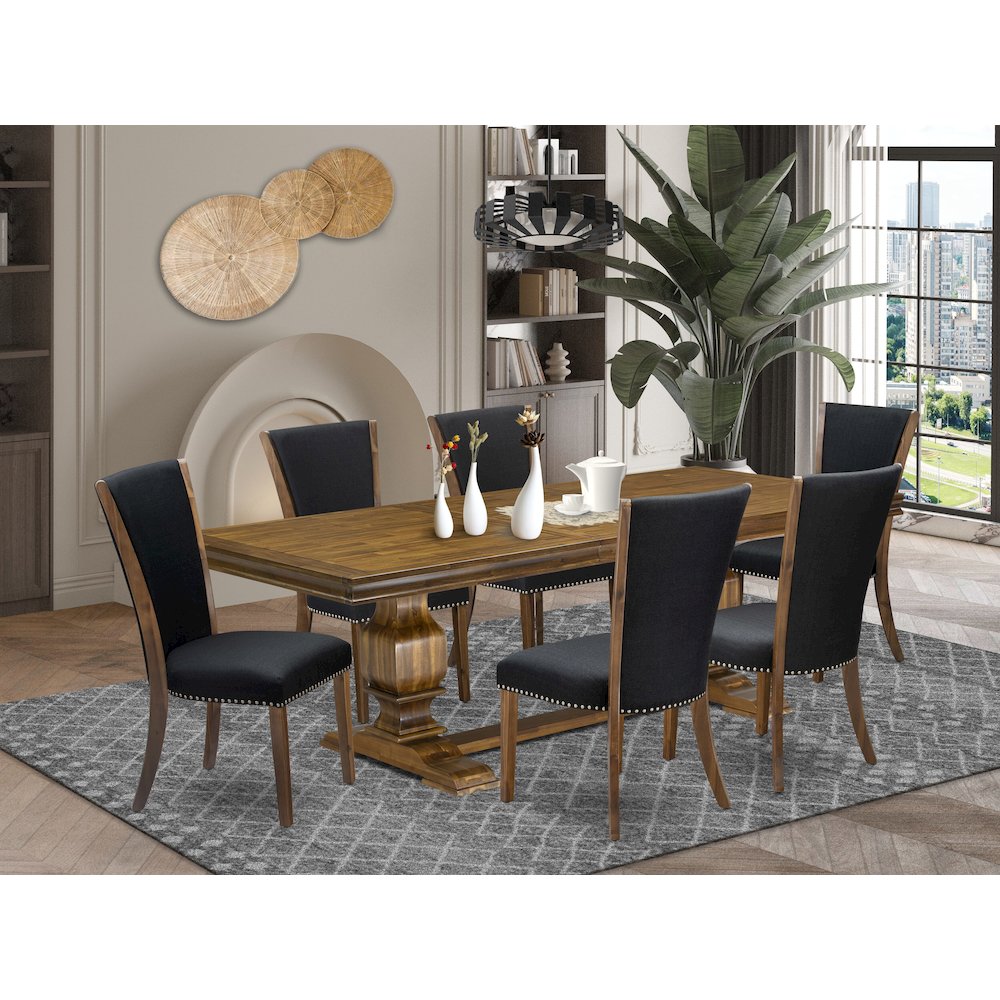 7 piece Mid Century Dining Table Set of a Kitchen Table and 6 Dinner Chairs. Picture 5