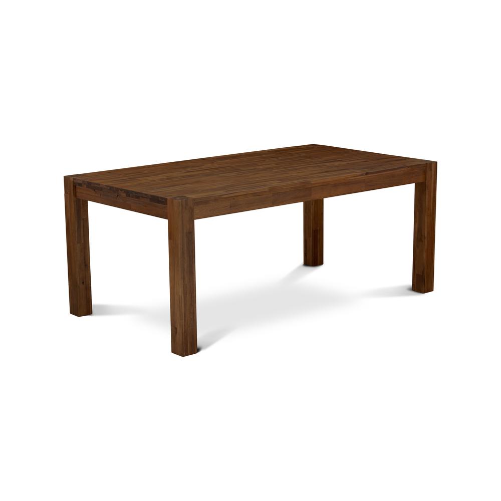 East West Furniture LM7-0N-T  Gorgeous Rectangular Small Dining Table with Antique Walnut Color Table Top Surface and Asian Wood Dinette Table Wooden Legs - Antique Walnut Finish. Picture 1