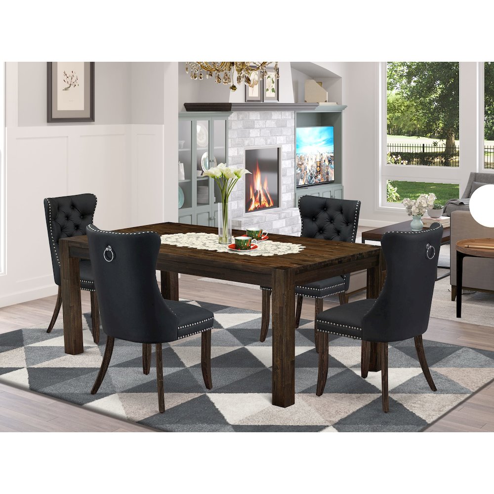 5 Piece Dinette Set Consists of a Rectangle Rustic Wood Dining Table. Picture 2